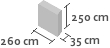 260cm x 35cm x 250cm(h)