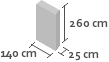 140cm x 25cm x 260cm(h)