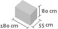 180cm x 55cm x 80cm(h)