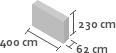 400cm x 62cm x 230cm(h)