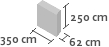 350cm x 62cm x 250cm(h)