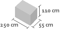 250cm x 55cm x 110cm(h)