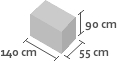 140cm x 55cm x 90cm(h)