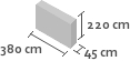 380cm x 45cm x 220cm(h)