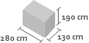 280cm x 130cm x 190cm(h)