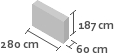 280cm x 60cm x 187cm(h)