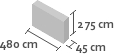 480cm x 45cm x 275cm(h)