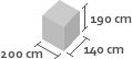 200cm x 140cm x 190cm(h)